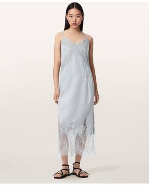 AllSaints Polyester Samia Linen Lace Midi Dress, /Us 2 - White