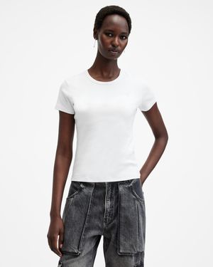 AllSaints Stevie Slim Fit Short Sleeve T-Shirt,, Optic - White