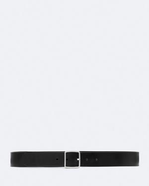 AllSaints Miller Bar-Buckle Leather Belt - White