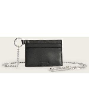 AllSaints Leather Cardholder Wallet Chain Strap - White