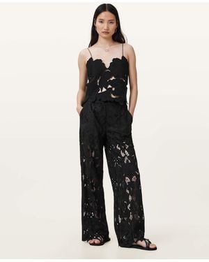 AllSaints Organic Cotton Charli Embroidered Straight Fit Pants, /Us 8 - White