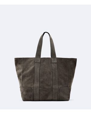 AllSaints Eden Suede Tote Bag - Grey