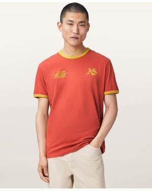 AllSaints Furia Short Sleeve Soccer T-Shirt - Red