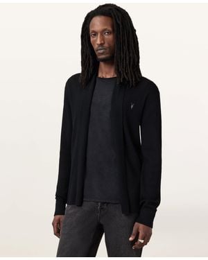 AllSaints Mode Merino Ramskull Open Cardigan - Blue