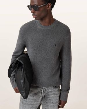 AllSaints Aspen Waffle Texture Crew Neck Jumper,, Carter - Grey