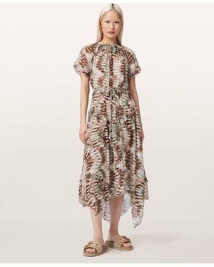 AllSaints Lamaia Asymmetric Midi Dress - Natural