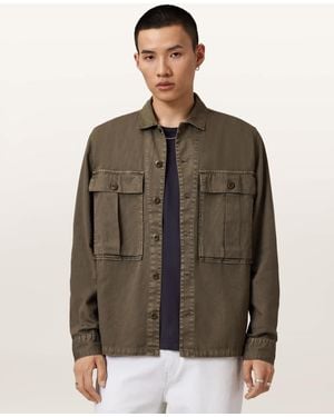 AllSaints Albyn Long Sleeve Cotton Shirt - Brown