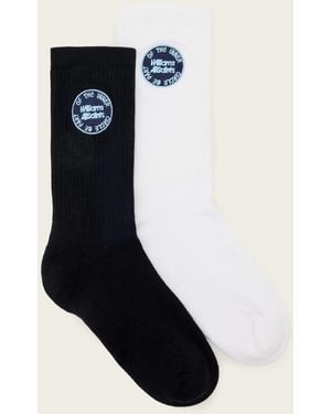 AllSaints Williams X Embroidered Socks 2 Pack - Black