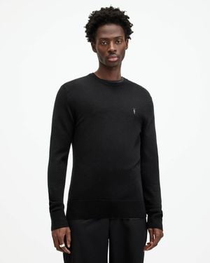 AllSaints Mode Merino Crew Neck Ramskull Jumper - Black