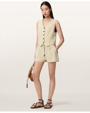 AllSaints Aleida Drawcord Waist Tailored Shorts - Natural