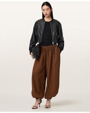 AllSaints Lyocell Harrie Linen Blend Baggy Fit Trousers, /Us 2 - Brown