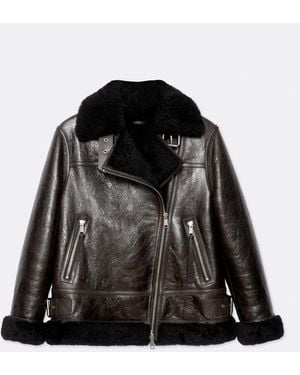 AllSaints Sydney Oversized Shearling Jacket - Black