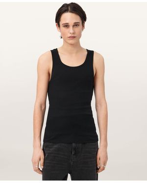 AllSaints Ribbed Cotton Vest 2 Pack - Black