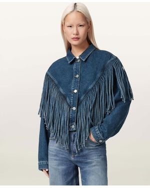 AllSaints Marlene Westen Tassel Denim Jacket - Blue