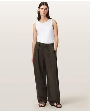 AllSaints Phi Linen-Blend Wide Leg Pants - White