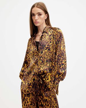 AllSaints Oana Leopard Print Shirt - Brown