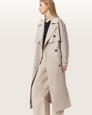 AllSaints Linnie Lib Relaxed Trench Coat - Natural