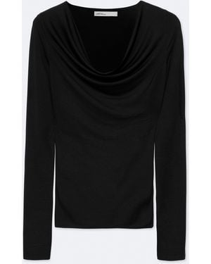 AllSaints Lilla Cowl-Neck Slim-Fit Top - Black