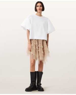 AllSaints Jayde Ruffled Tulle Mini Skirt - White