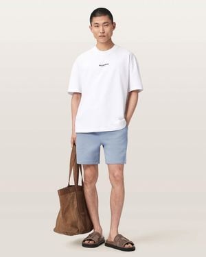 AllSaints Asher Straight Fit Ramskull Sweat Shorts - White