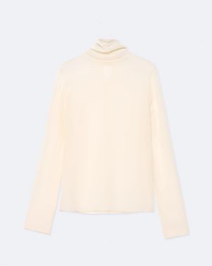 AllSaints Kumi High-Neck Silk Top - White