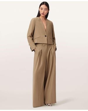 AllSaints Wool/Polyester Poppy Single Breasted Pleated Blazer, /Us 2 - Natural