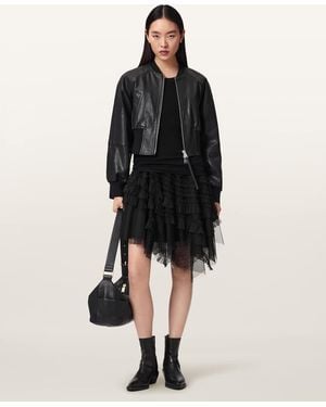 AllSaints Jayde Ruffled Tulle Mini Skirt - Black