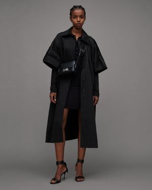 AllSaints Tina Short Sleeve Trench Coat - Gray