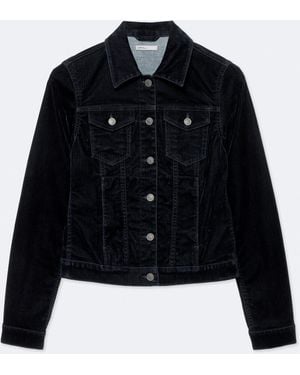 AllSaints Fitted Flocked Denim Trucker Jacket - Black