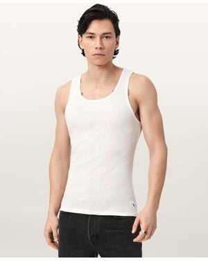 AllSaints Ribbed Cotton Vest 2 Pack - White