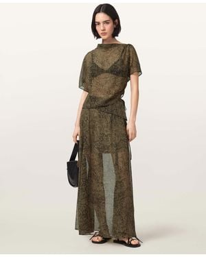 AllSaints Sali Mesh Maxi Skirt - Natural