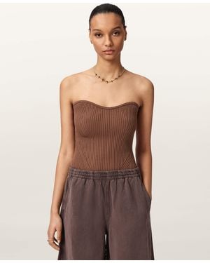 AllSaints Cruz Bandeau Slim Fit Top - Brown