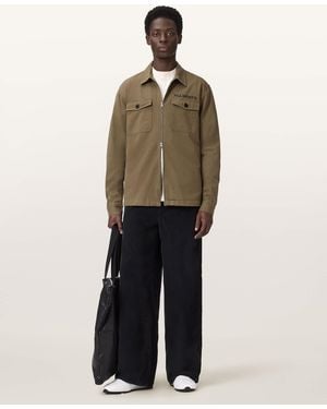 AllSaints Orbit Relaxed Fit Zip Shirt - Natural