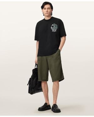 AllSaints Echo Linen Blend Relaxed Fit Shorts - Black