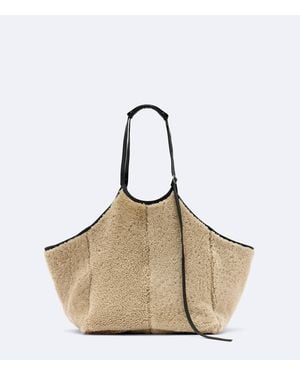 AllSaints Siloh Shearling Tote Bag - Natural