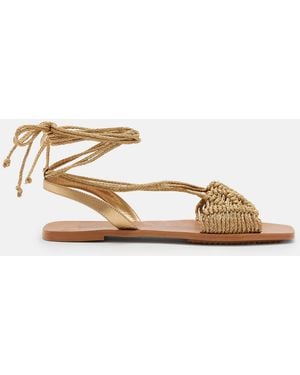 AllSaints Donna Leather Rope Strappy Sandals, - Natural