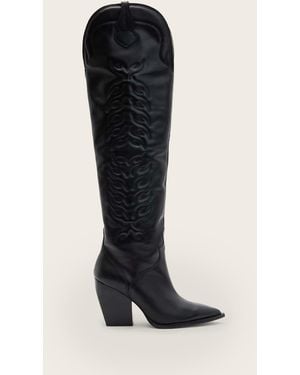 AllSaints Roxanne Knee High Leather Boots - Black