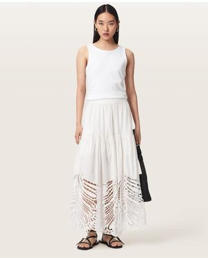 AllSaints Femi Tiered Cotton Maxi Skirt - Natural