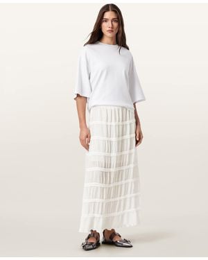 AllSaints Lila Tiered Midi Skirt - White