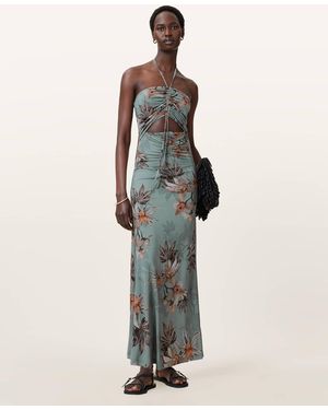AllSaints Celia Halterneck Floral Maxi Dress - White