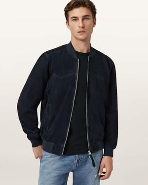 AllSaints Zealand Suede Bomber Jacket - Blue