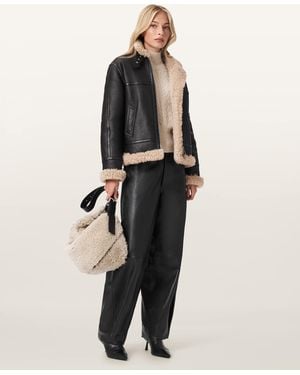 AllSaints Lorel Shearling Flying Jacket - Natural