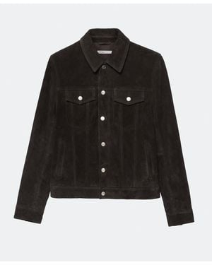 AllSaints Chaiyo Suede Trucker Jacket - Black