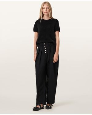 AllSaints Becca Pleated Barrel Leg Pants - Black
