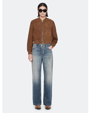 AllSaints Orten Suede Bomber Jacket - White