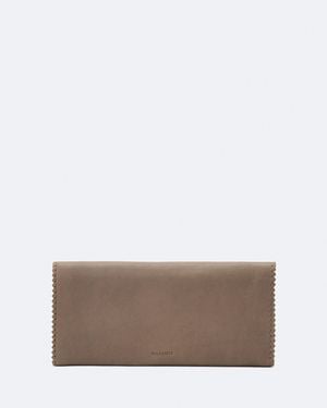 AllSaints Siloh Pinked-Edge Leather Continental Wallet - Gray