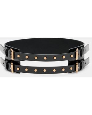 AllSaints Elodie Double Buckle Leather Waist Belt - White