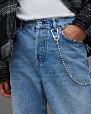 AllSaints Otto Silver-tone Ball Belt Chain, - Blue