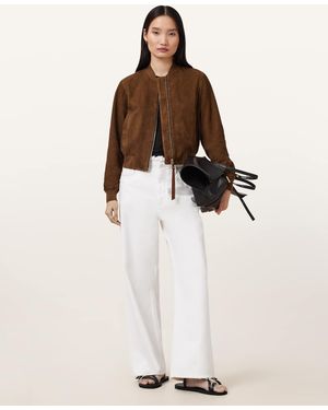 AllSaints Orten Suede Bomber Jacket - White