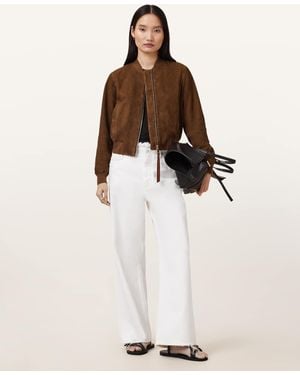 AllSaints Orten Suede Bomber Jacket - White